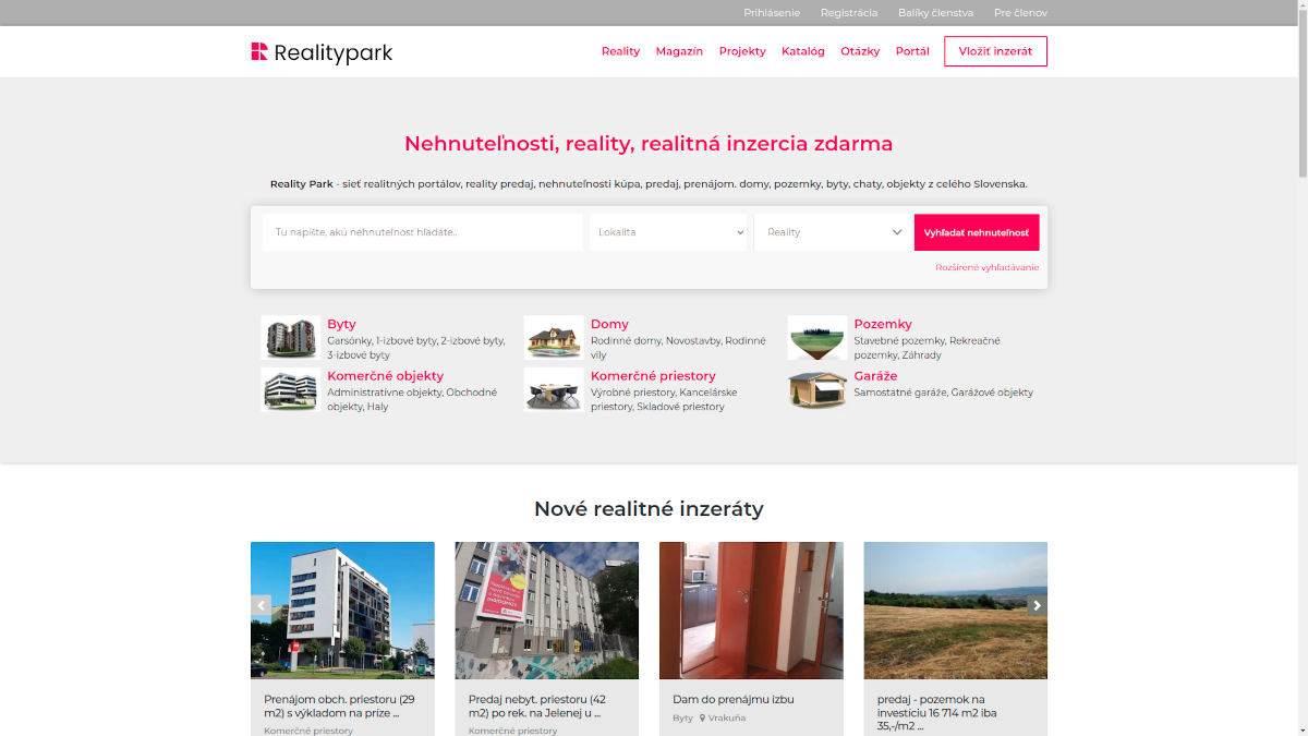 Realitná inzercia realitypark Realitná inzercia realitypark